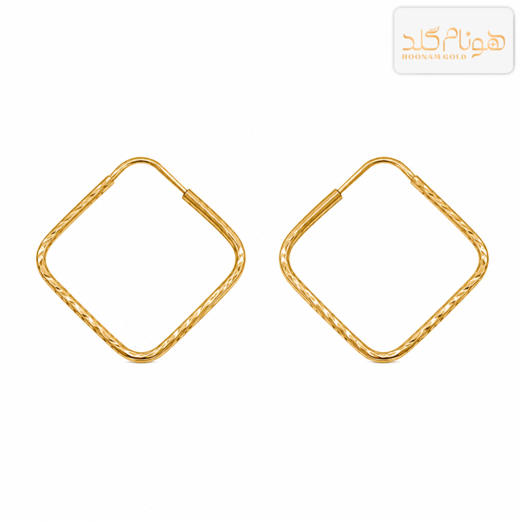 گوشواره طلا حلقه ای مربع بزرگ E613