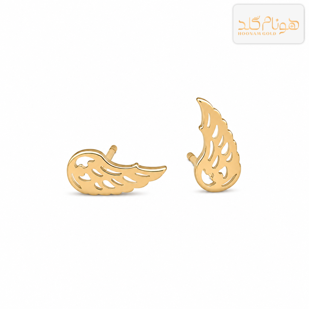 گوشواره طلا زنانه میخی بال E640