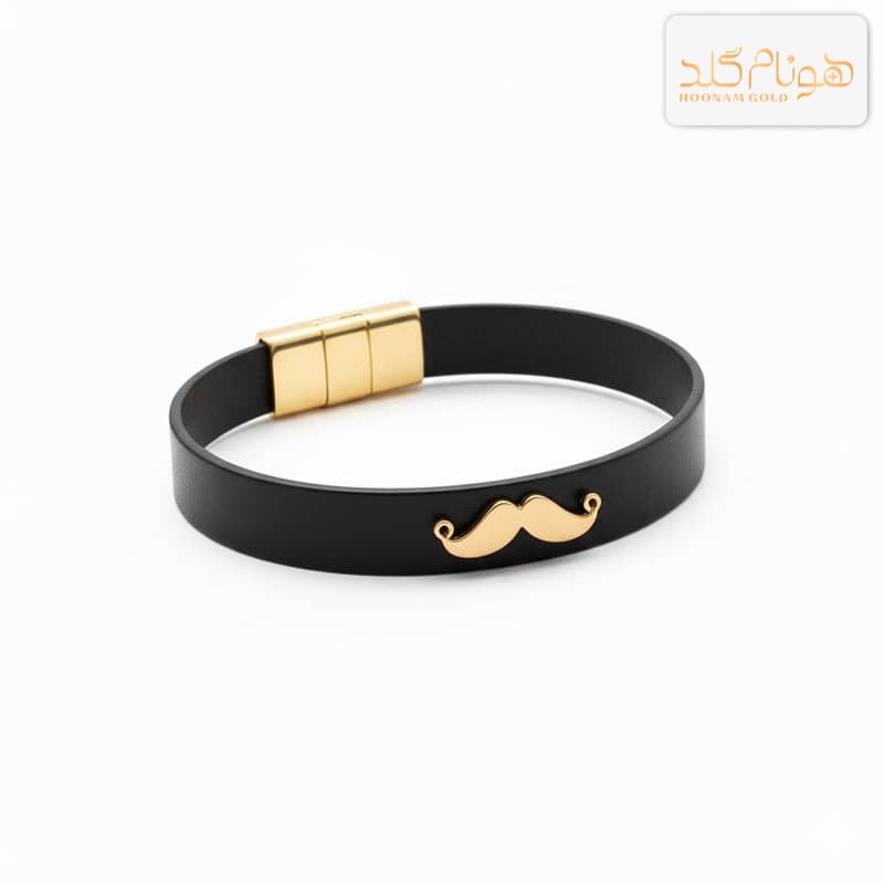 دستبند چرم طلا سیبیل BC46