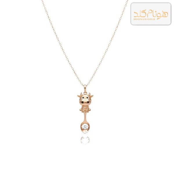 گردنبند طلا آویز گاو قاشق سوار CH458