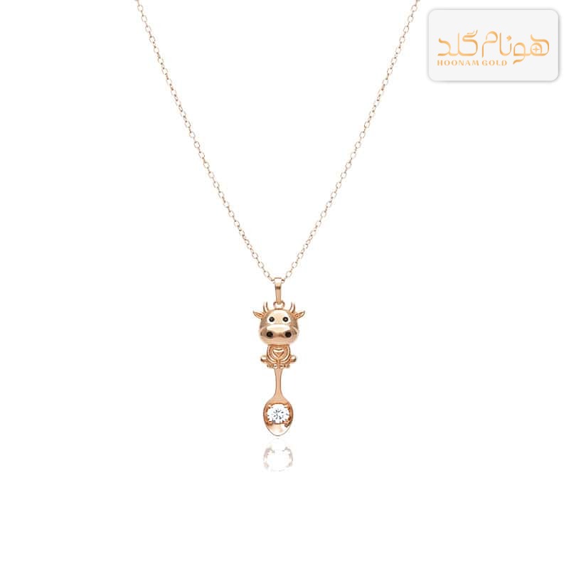 گردنبند طلا آویز گاو قاشق سوار CH458