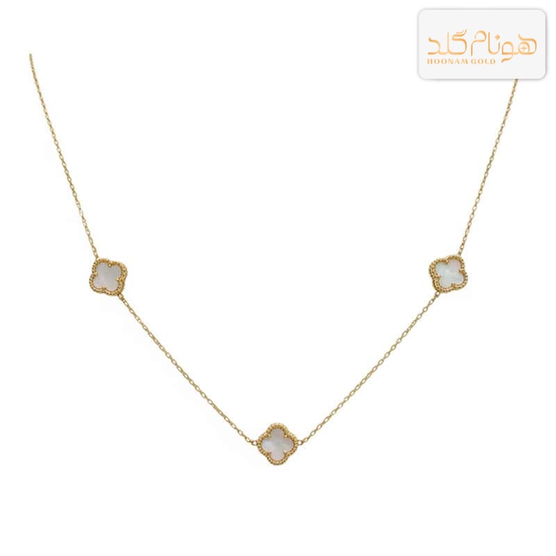 گردنبند طلا ونکلیف سفید سه گل CH565