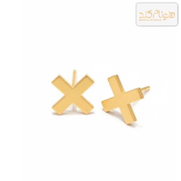 گوشواره طلا میخی ضربدر E114