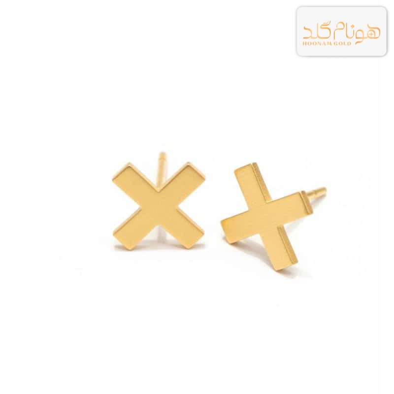 گوشواره طلا میخی ضربدر E114