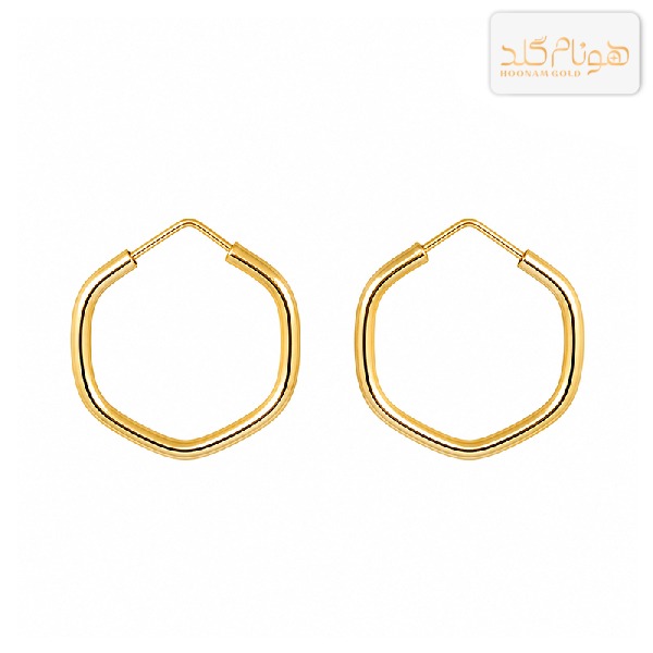 گوشواره طلا حلقه ای مفتولی 6 ضلعی E118