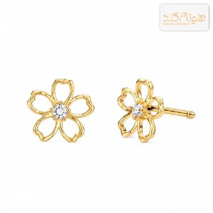 گوشواره طلا میخی گل نگین دار E175