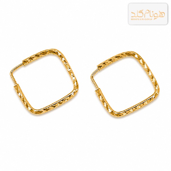 گوشواره طلا حلقه ای تراش مربع کوچک E615