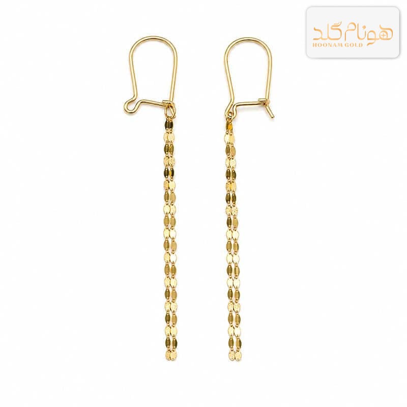 گوشواره طلا آویز پولکی دوبل E780