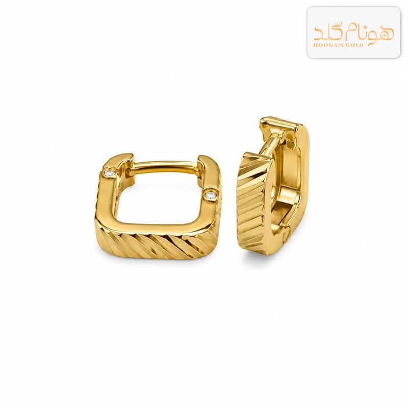گوشواره طلا کلیپسی مربع تراش E792