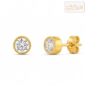 گوشواره طلا میخی تک نگین دایره E811