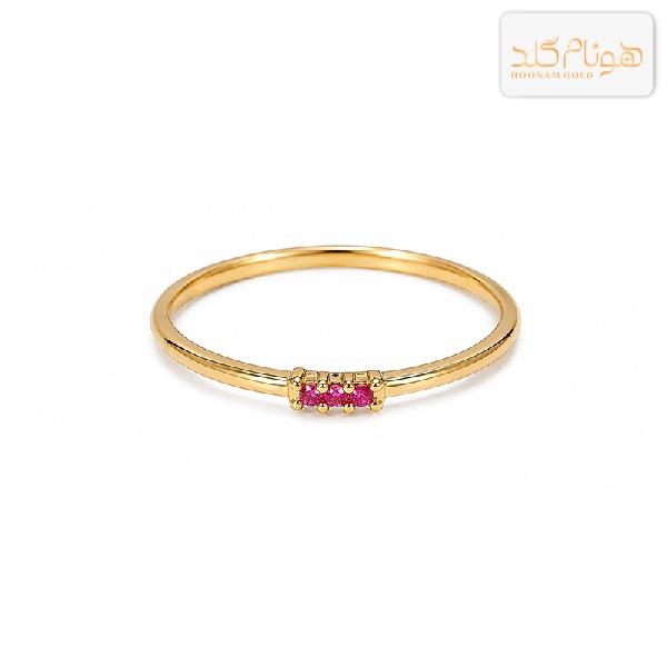 انگشتر طلا زنانه سه نگین سرخ R100