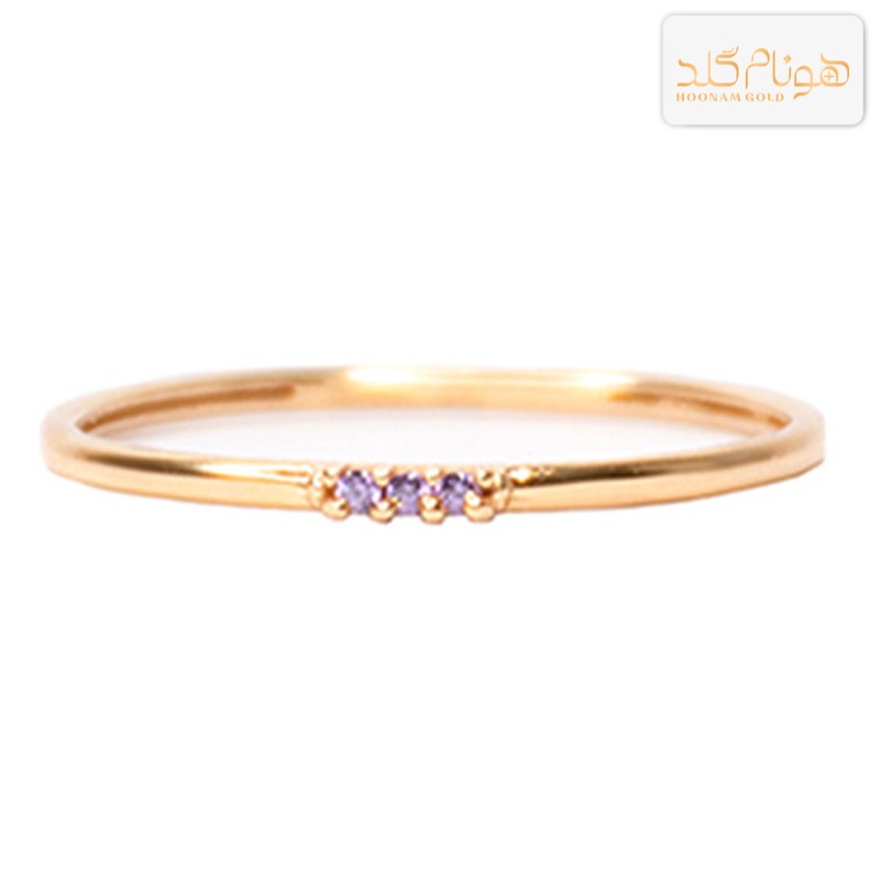 انگشتر طلا سه نگین بنفش R101