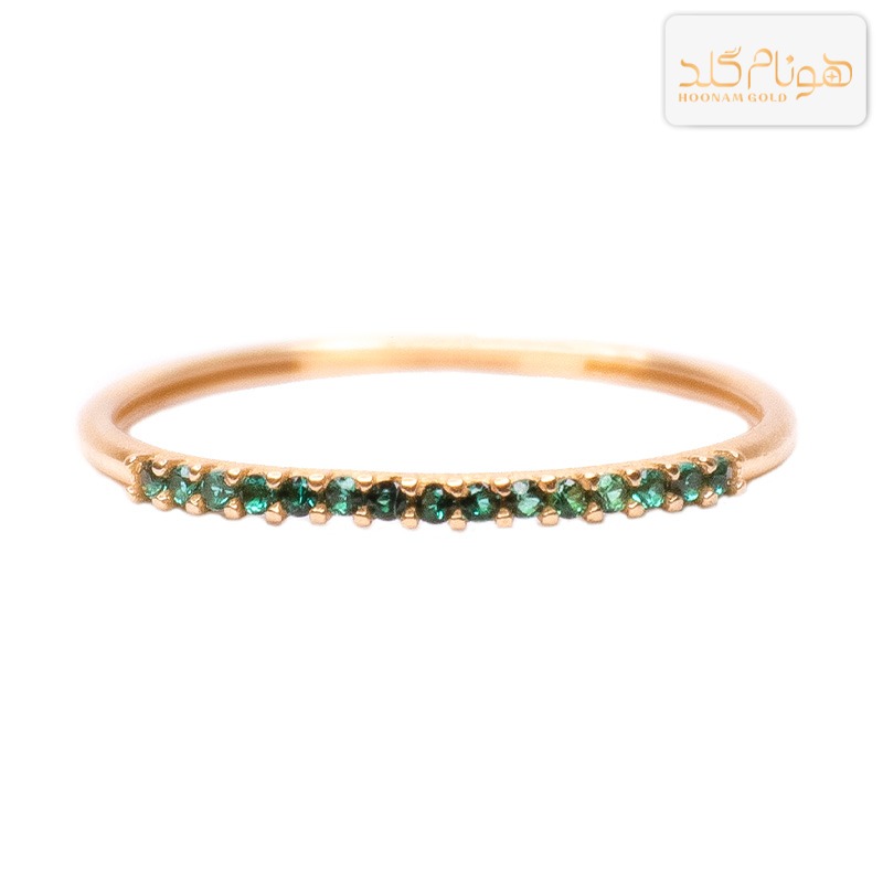 انگشتر طلا مینیمال نگیندار سبز روشن R137