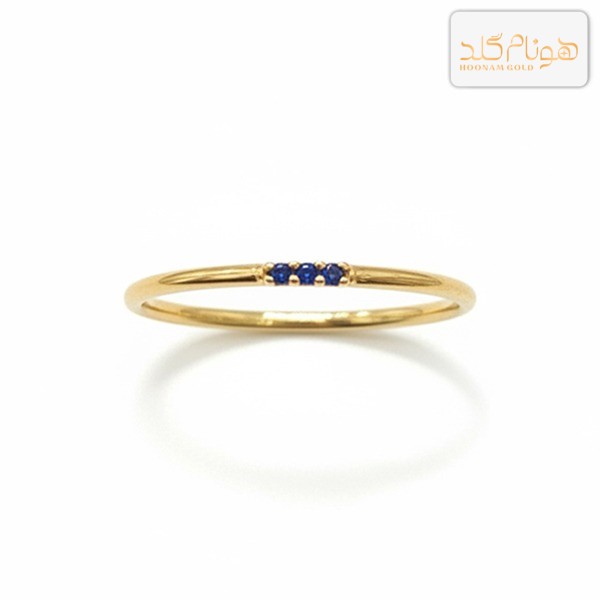 انگشتر طلا سه نگین آبی R766