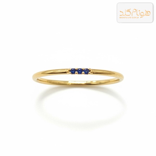 انگشتر طلا سه نگین آبی R766