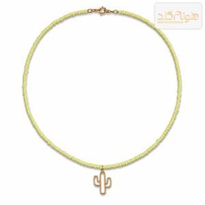 گردنبند طلا آویز مهره بافت کاکتوس CH662