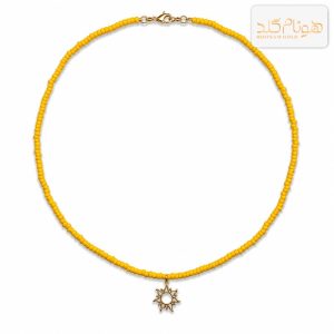 گردنبند طلا آویز مهره بافت خورشید CH665