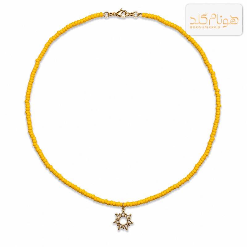 گردنبند طلا آویز مهره بافت خورشید CH665