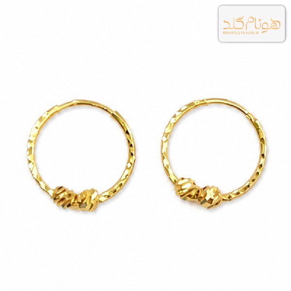 گوشواره طلا حلقه ای البرنادو تراشدار مینی E120