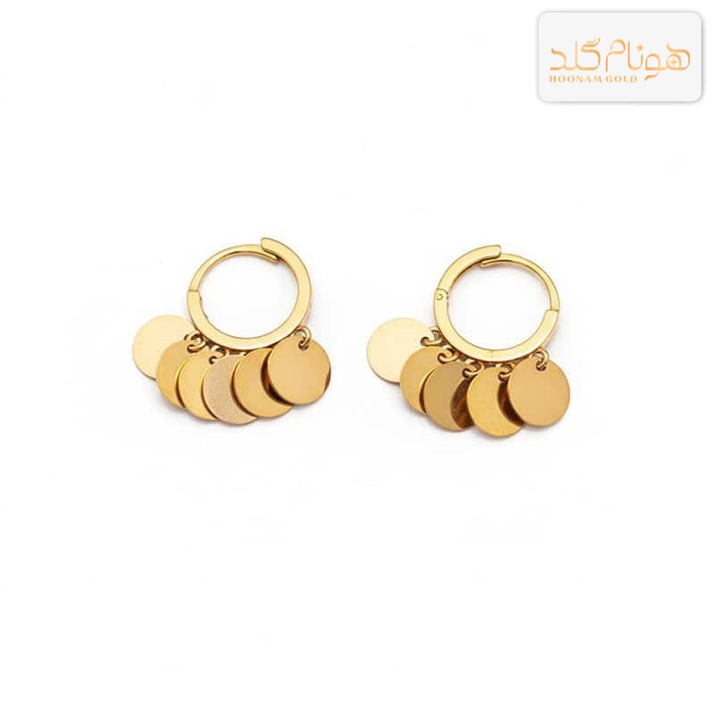 گوشواره طلا حلقه ای پولکی سکه E629