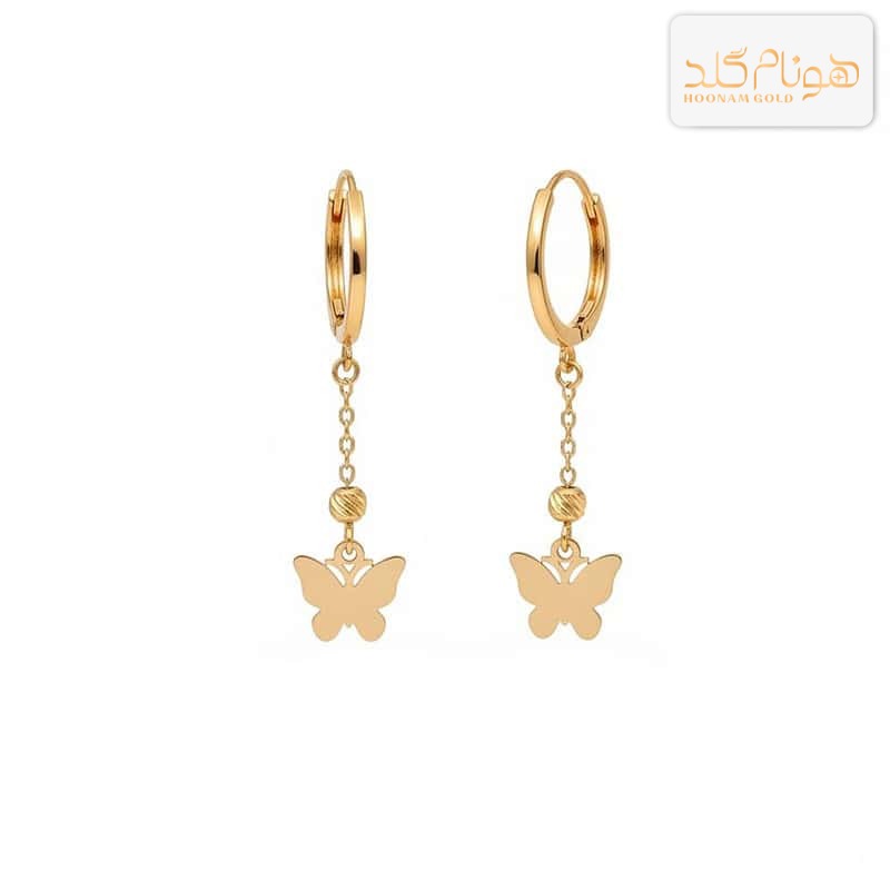 گوشواره طلا آویز پروانه E630