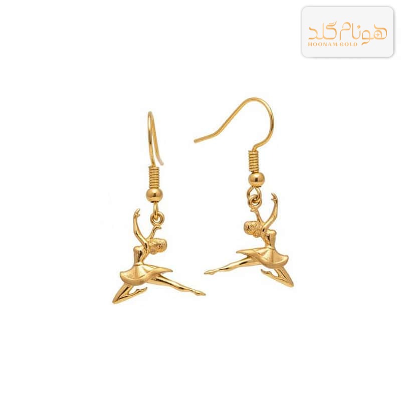 گوشواره طلا آویز بالرین E650