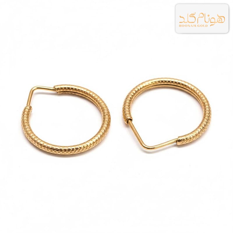 گوشواره طلا حلقه ای تراش پهن E677
