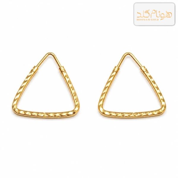 گوشواره طلا حلقه ای مثلث تراش E796