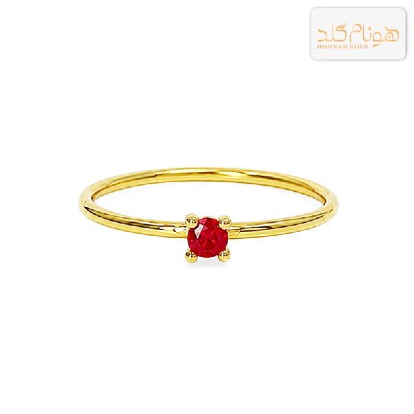 انگشتر طلا مینیمال تک نگین نارنجی R640