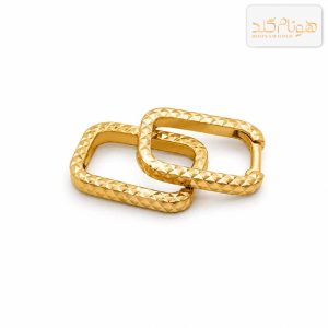 گوشواره طلا حلقه ای کلیپسی تراش مستطیل E767