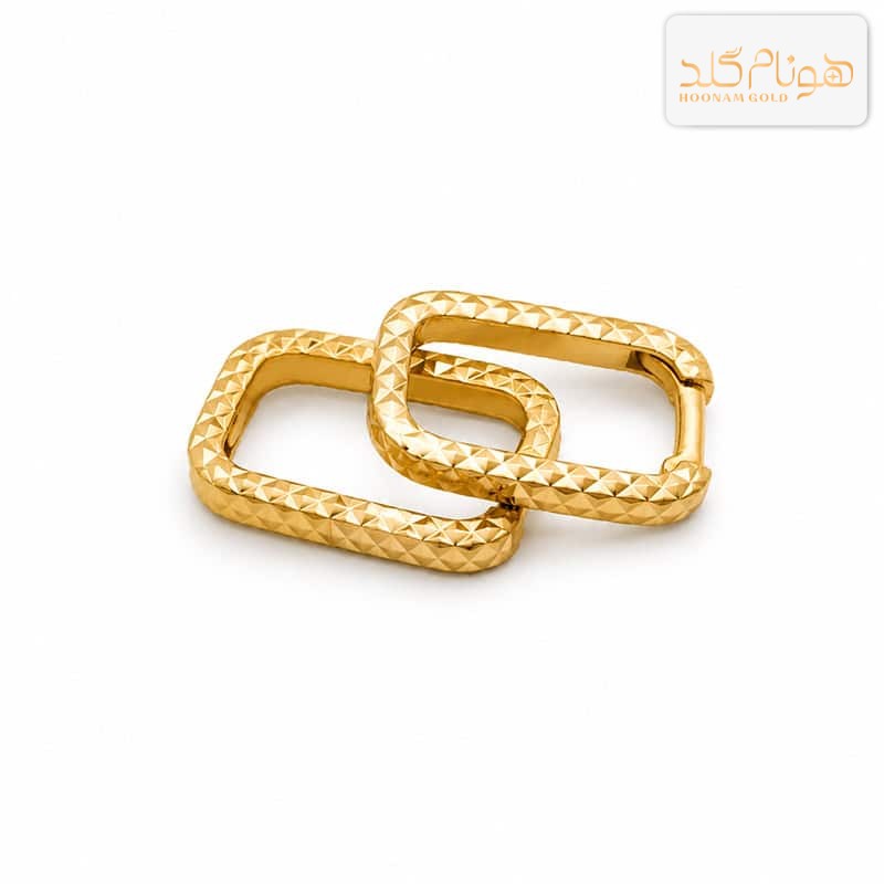 گوشواره طلا حلقه ای کلیپسی تراش مستطیل E767