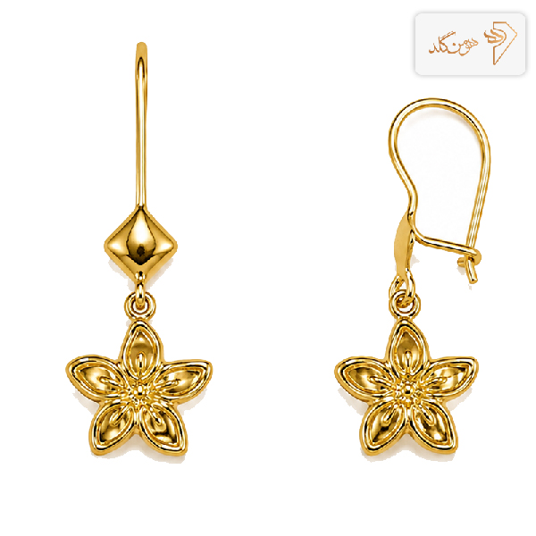 گوشواره طلا آویز گل E821