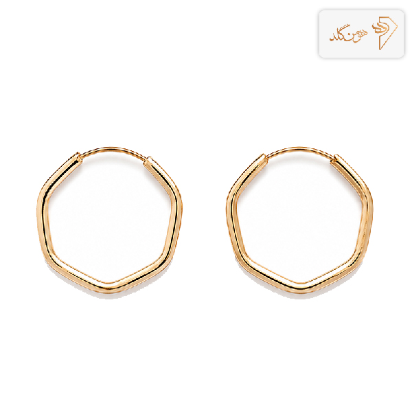 گوشواره طلا حلقه ای 6ضلعی بزرگ E812