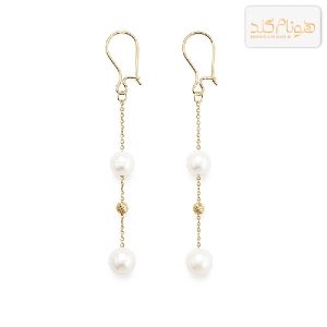 گوشواره طلا آویز مروارید E858