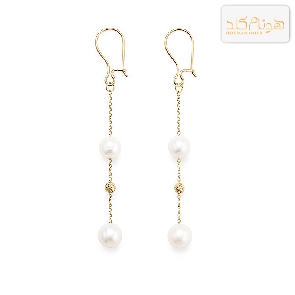 گوشواره طلا آویز مروارید E858
