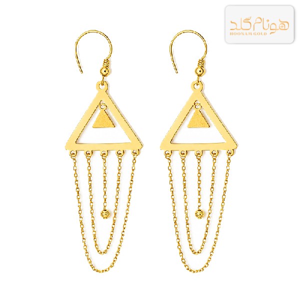 گوشواره طلا آویز مثلث E859