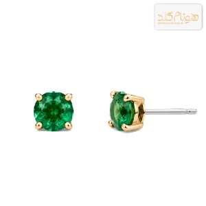 گوشواره طلا تک نگین سبز E855