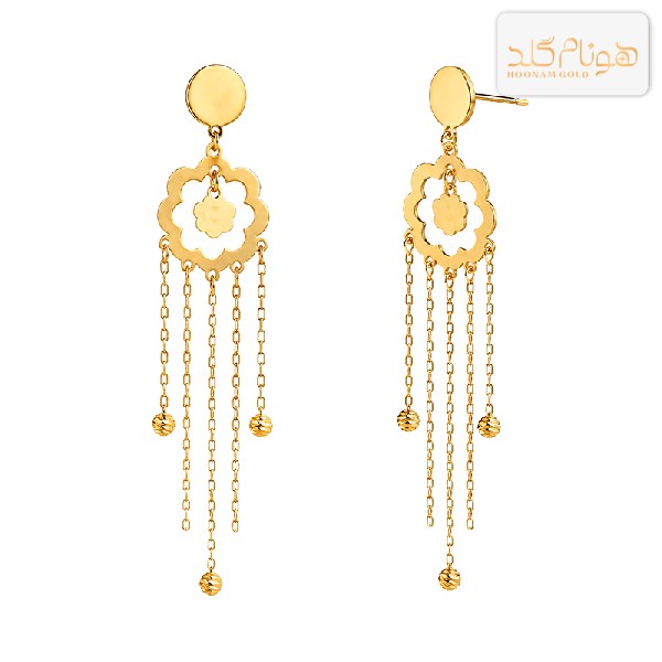 گوشواره طلا آویز گل E860