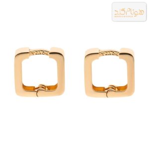 گوشواره طلا حلقه ای مربع آینه ای E166