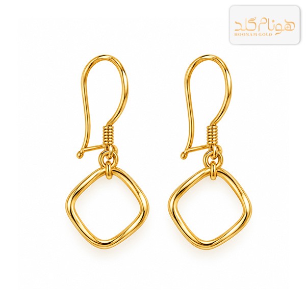 گوشواره طلا آویز مفتولی مربع E875